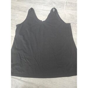 Soft Surroundings Black V Neck‎ Tank Top Women's 2X Modal Cotton Blend Casual